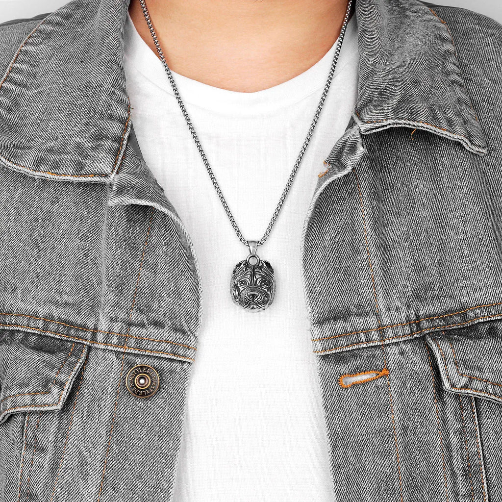 PENDRA Bull Dog Animal Steel Necklace