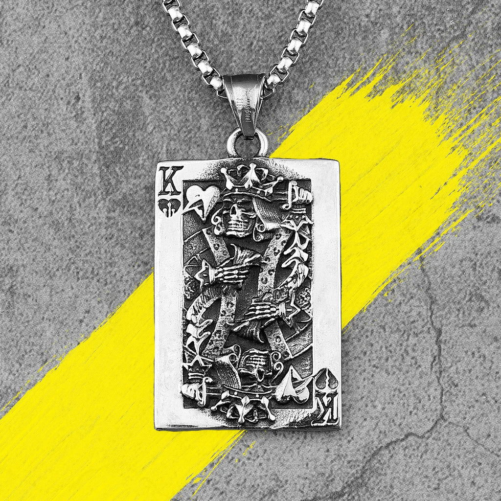 PENDRA Spade King Skull Steel Necklace