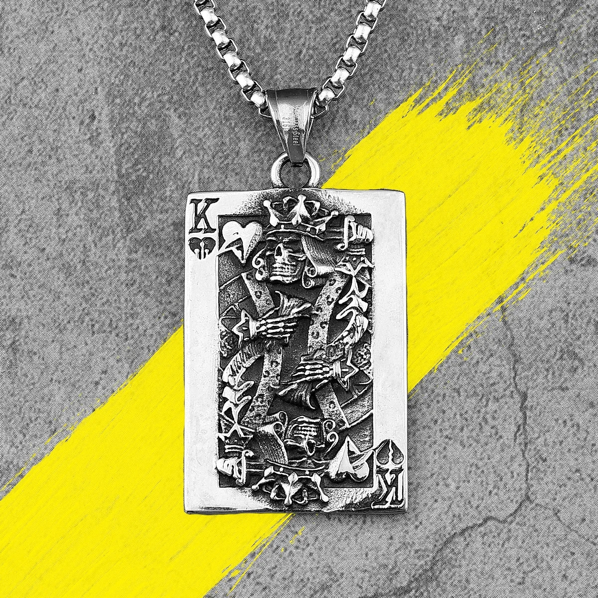 PENDRA Spade King Skull Steel Necklace