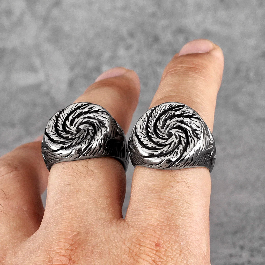 PENDRA Hole Swirl Boyfriend Steel Ring