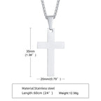 Men Necklaces, Cross Cut Out Pendant, Stainless Steel Small Dog Tag Necklace, Christ Religion Jewelry