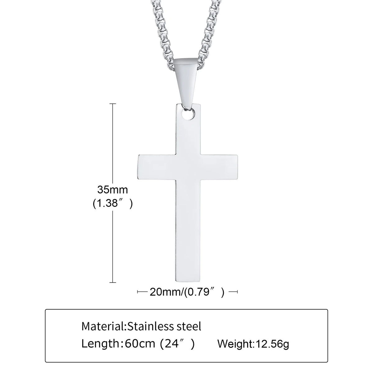 Men Necklaces, Cross Cut Out Pendant, Stainless Steel Small Dog Tag Necklace, Christ Religion Jewelry
