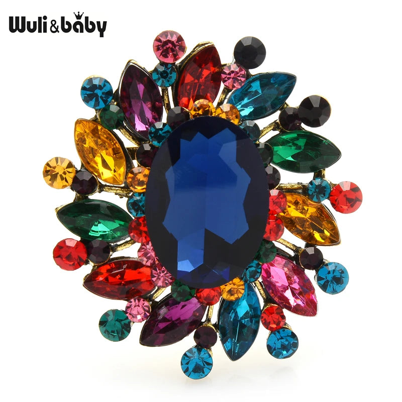 PENDRA Floracircle Crystal Round Flower Brooch