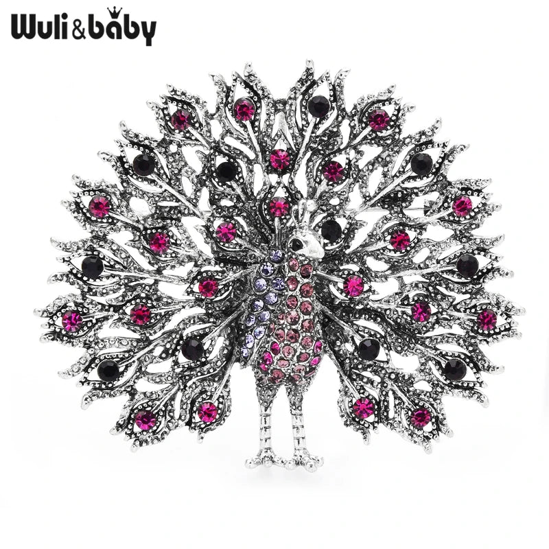 PENDRA Sparkling Peacock Multicolor Brooch