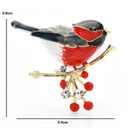 PENDRA Scarlet Bird Multicolor Enamel Brooch