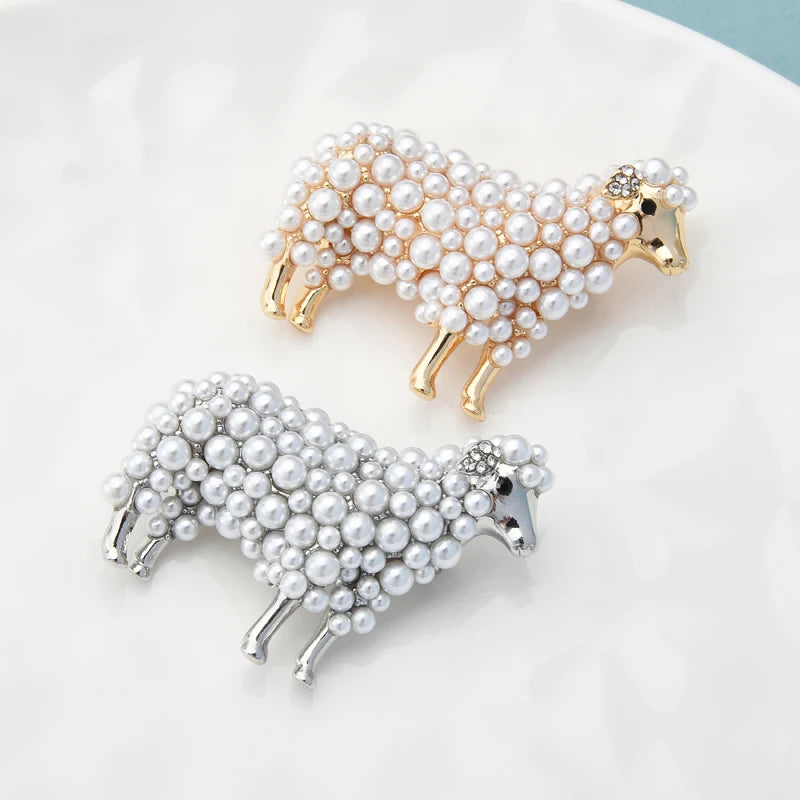 PENDRA Gentle Sheep Pearl Brooch