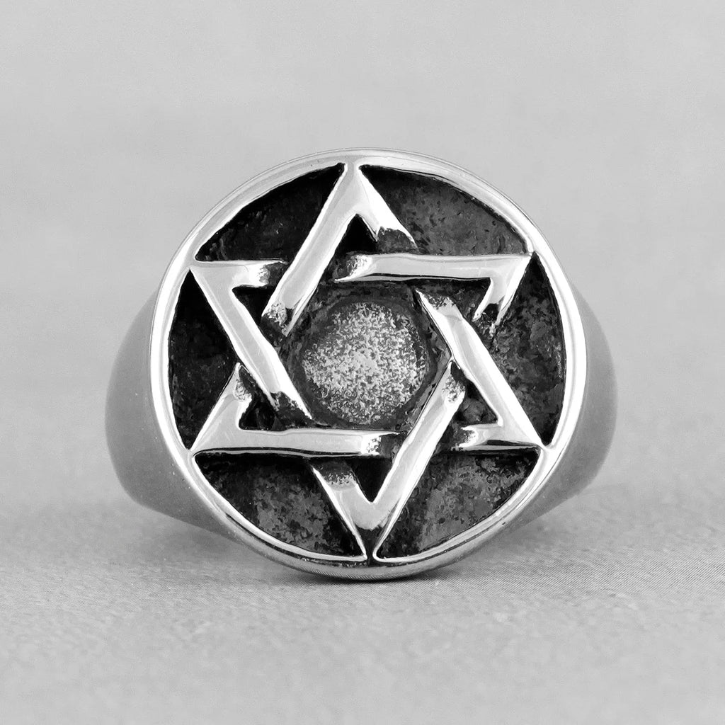 PENDRA Judaism Hexagram Star Steel Ring