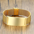 Personalized Couple Bracelet for Men Women,Stainless Steel Adjustable Mesh Watch Bands Bangle,Custom Best Friend Couple Gift