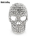 PENDRA Sparkling Rhinestone Skull Brooch