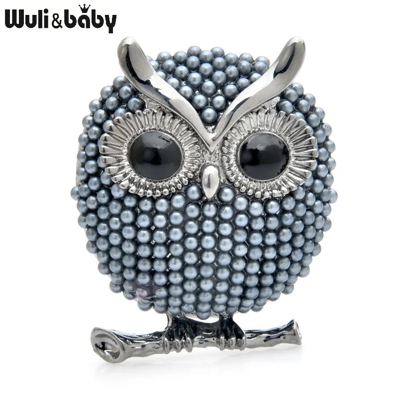PENDRA Moon Owl Pearl Brooch