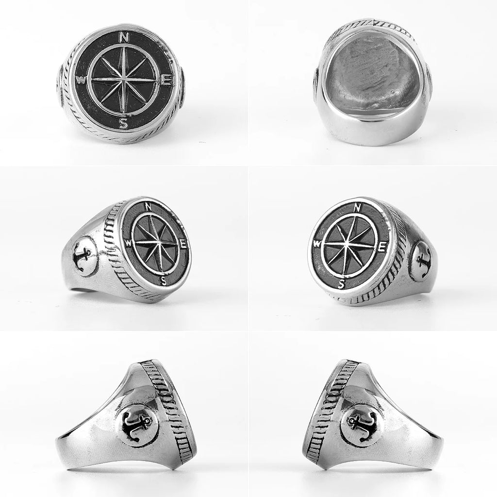 PENDRA Navigator Compass Sailor Steel Ring