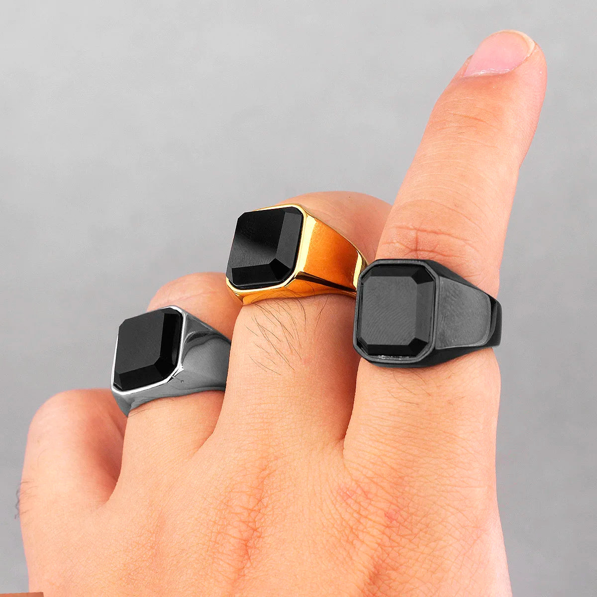 PENDRA Rhinestone Boyfriend Biker Steel Ring