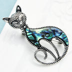 PENDRA Smiling Cat Natural Shell Brooch