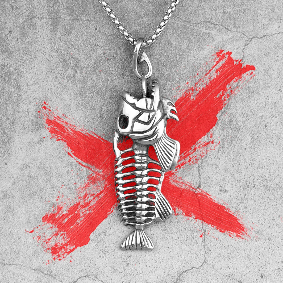 PENDRA Piranha Fish Bones Steel Necklace