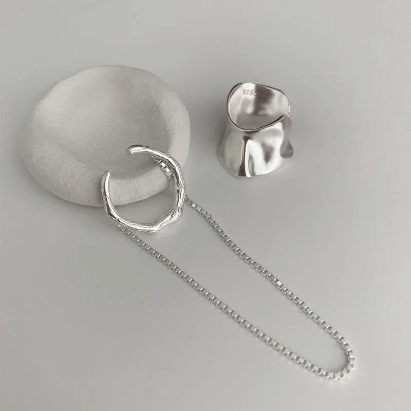 VENTFILLE Silver Color Tassel Ear Clip for Women Asymmetrical Trendy Party Jewelry 925 Stamp Birthday Gifts Dropship Wholesale