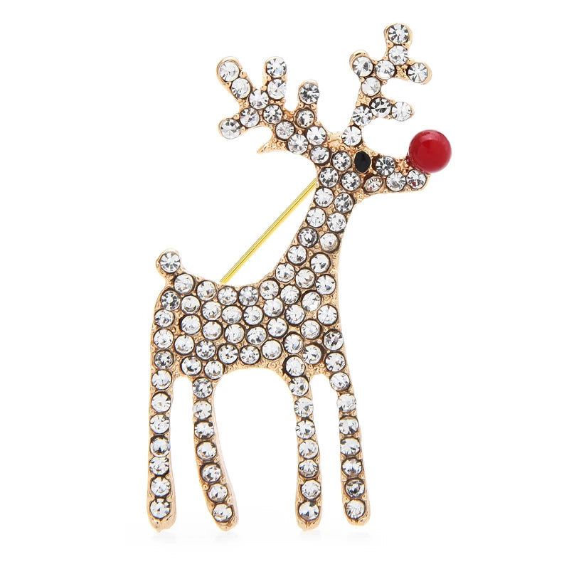 Wuli&baby Lovely Deer Brooches For Women Unisex 2-color Christmas New Year Brooch Pins Gifts