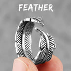 PENDRA Eagle Bird Feather Steel Ring