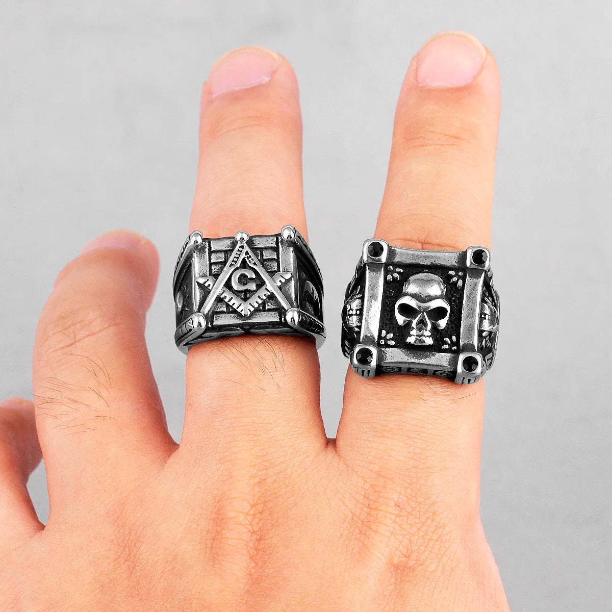 PENDRA Skull Zircon Crystal Steel Ring
