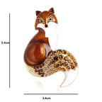 PENDRA Rhinestone Tail Fox Enamel Brooch
