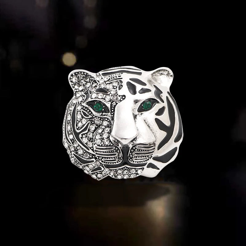 PENDRA Tigergem 2-Color Rhinestone Enamel Tiger Brooch