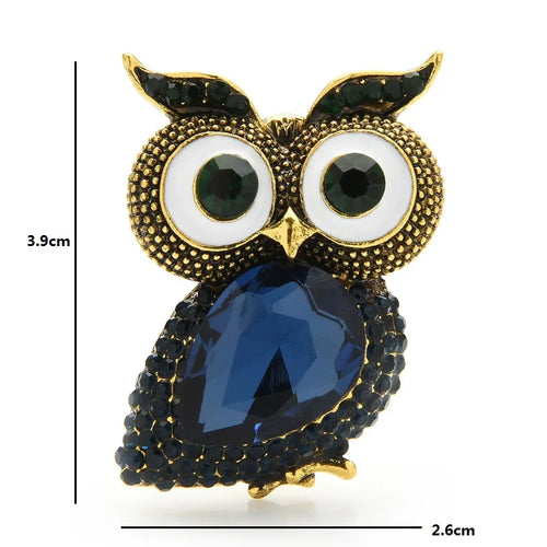 PENDRA Crystal Big Eyes Owl Brooch