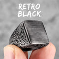 PENDRA Black Brushed Pattern Ring