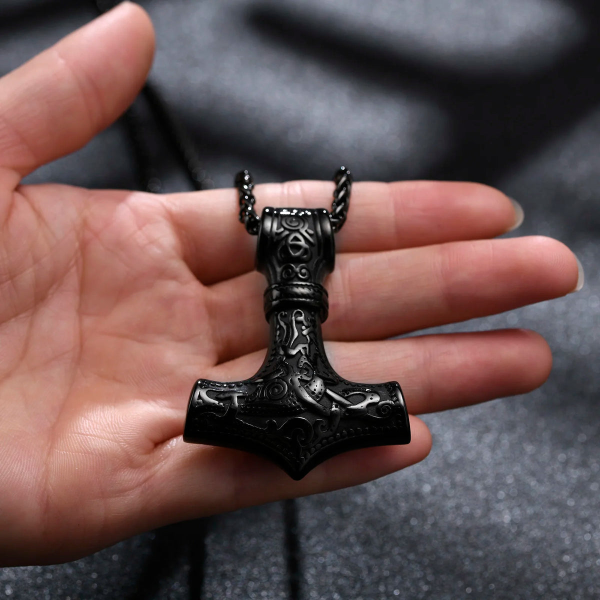 Viking Mjolnir Necklace,Thor's Hammer Pendant, Stainless Steel Viking Necklace,Viking Jewelry, Strength Amulet, Norse Mythology