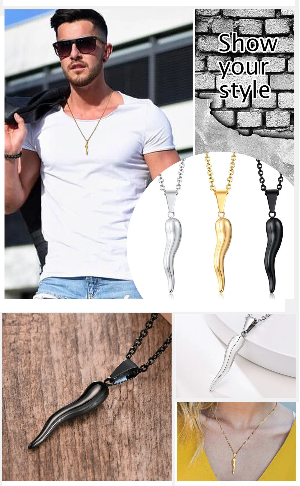 PENDRA Horn Cornicello Pendant Necklace
