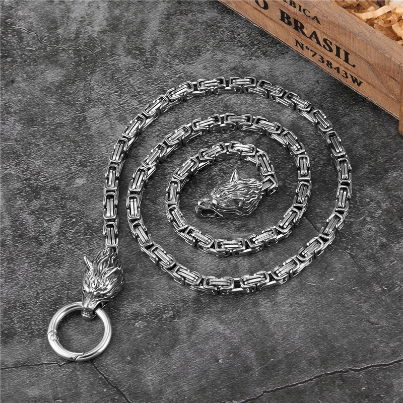 PENDRA Wolf Rune Steel Necklace