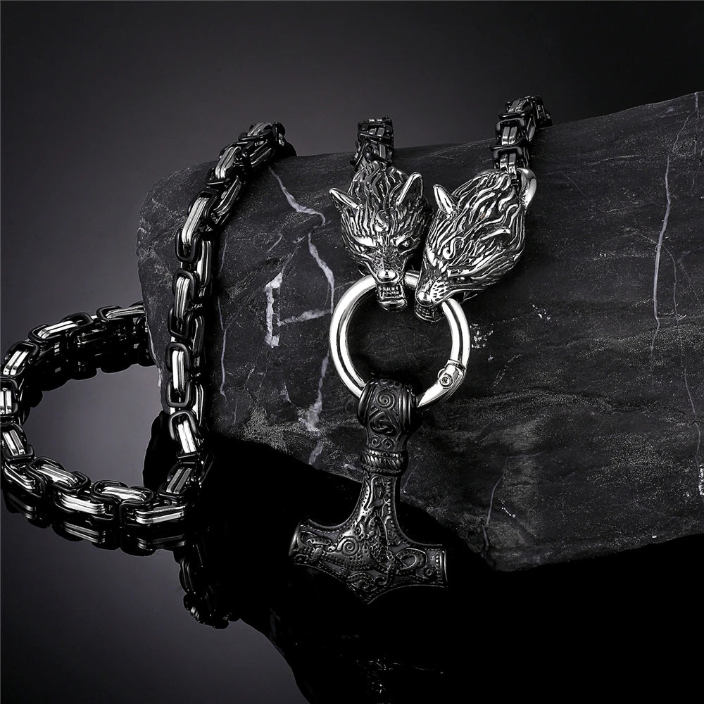 PENDRA Wolf Black Steel Necklace