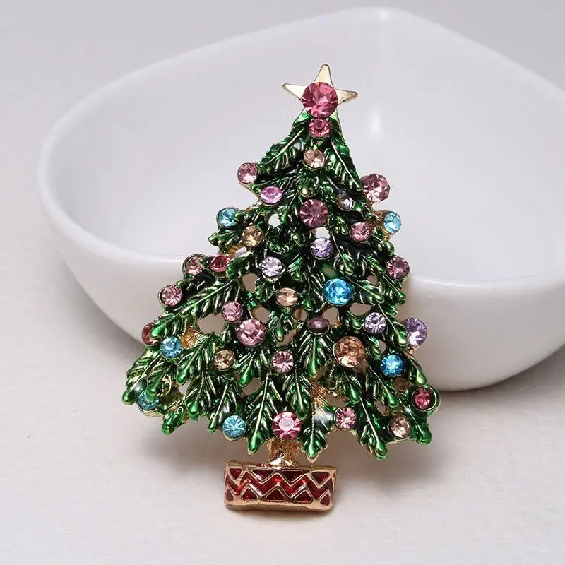 PENDRA Arboris Green Enamel Christmas Tree Brooch