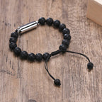 Men Urn Bracelet, Tiger's Eye and Lave Stone Bracelets Stash Capsule, Urns Jewelry for Ashes Cremation Brazalets