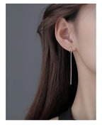 PENDRA Silver Tassel Chain Earrings