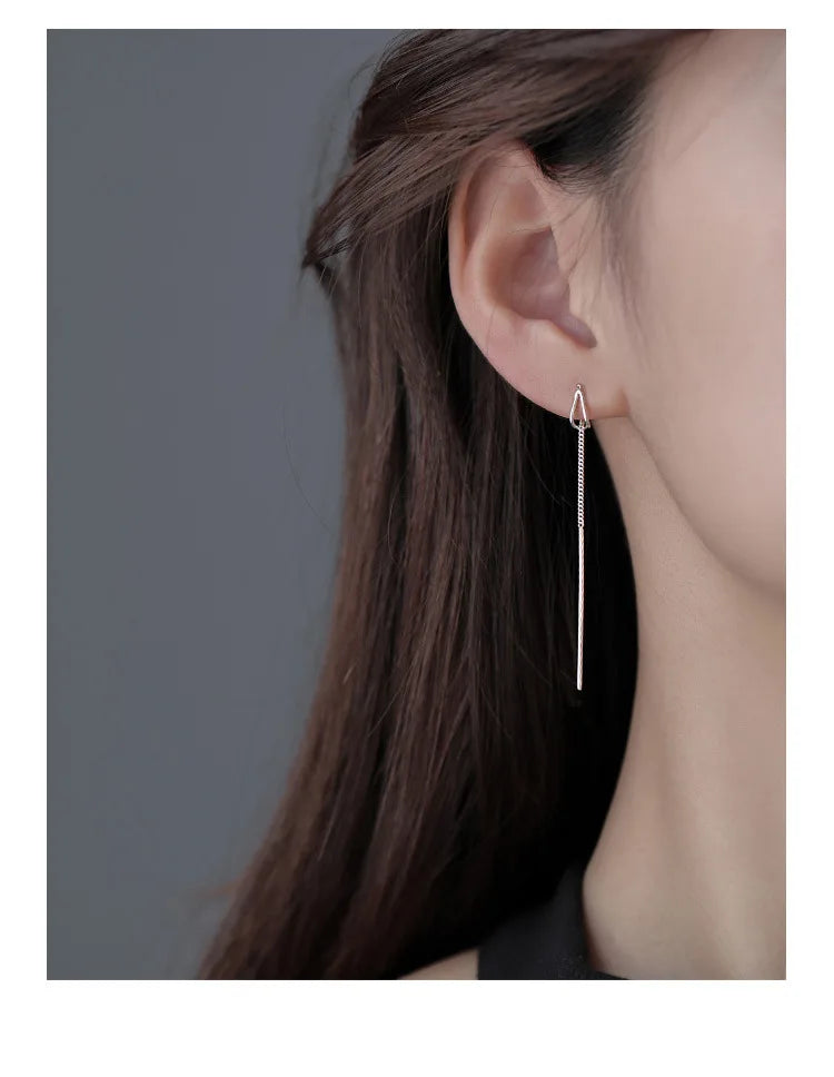 PENDRA Silver Tassel Chain Earrings