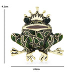 PENDRA Green Crown Frog Brooch