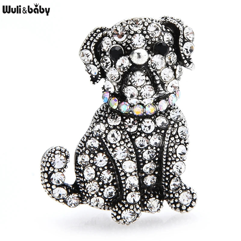 PENDRA Noble Rhinestone Dog Brooch
