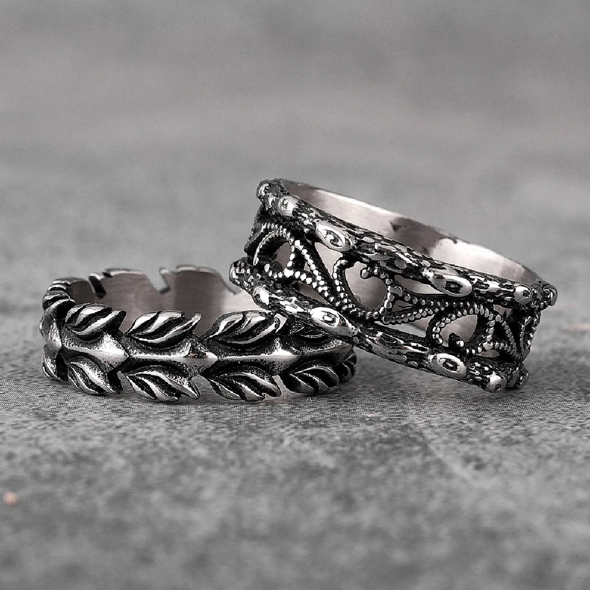 PENDRA Lucky Olive Branch Steel Ring