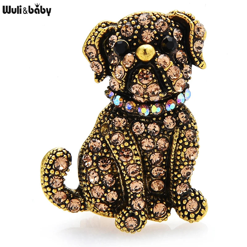 PENDRA Noble Rhinestone Dog Brooch