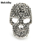 PENDRA Sparkling Rhinestone Skull Brooch