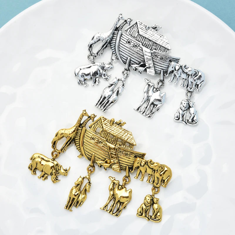 PENDRA Noah's Ark Animal Scene Brooch