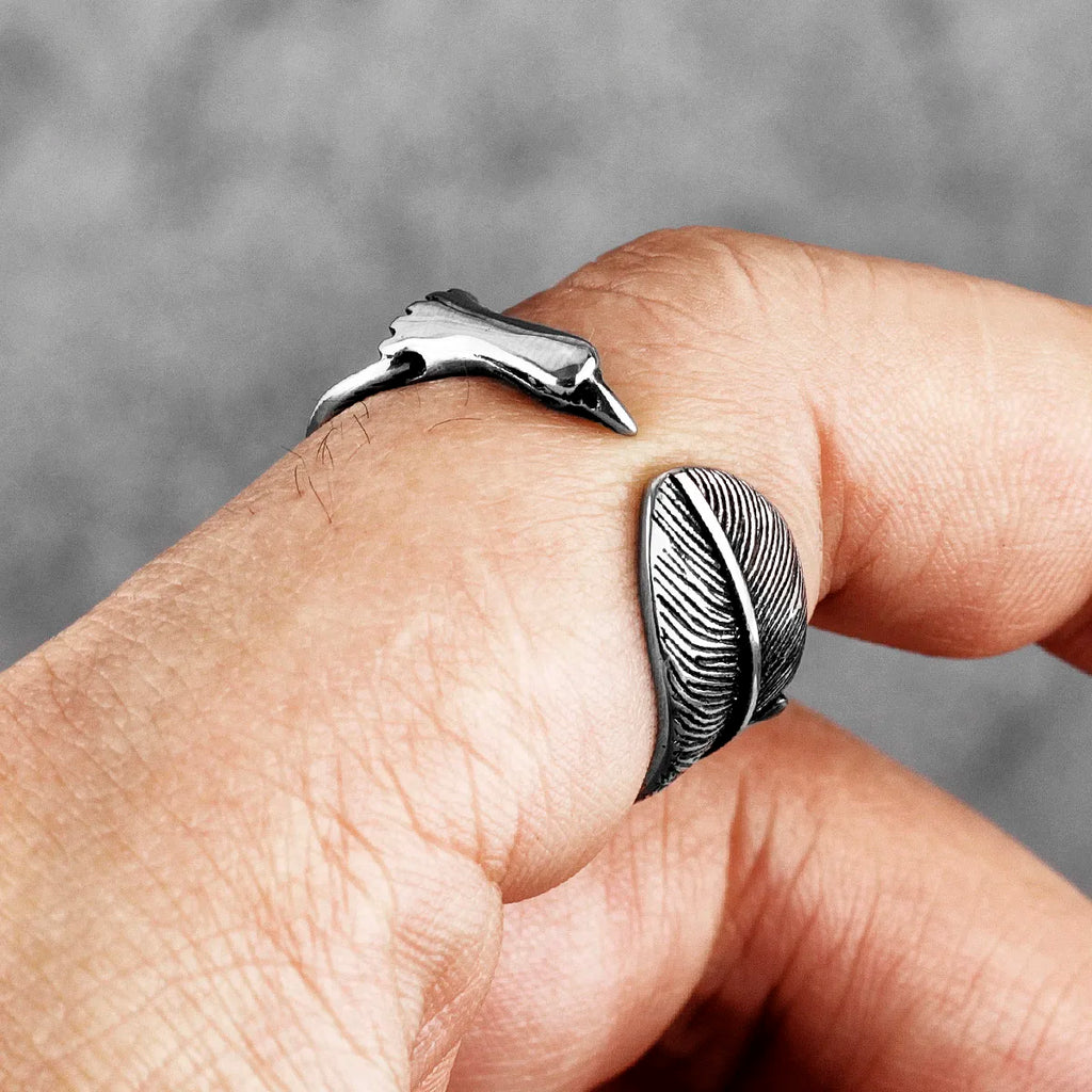 PENDRA Indian Eagle Feathers Steel Ring