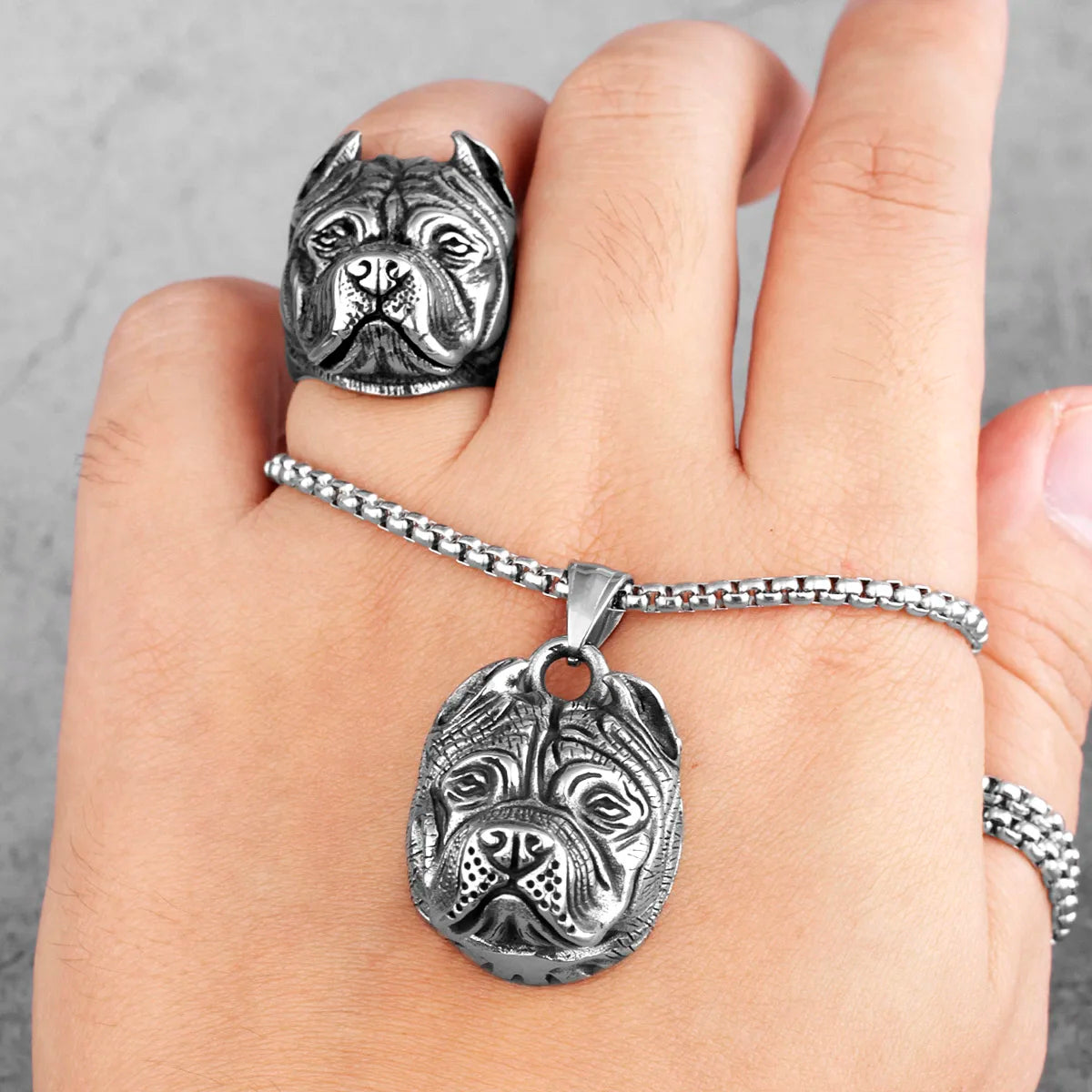 PENDRA Bull Dog Animal Steel Necklace