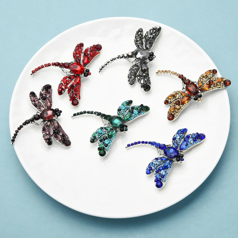Wuli&baby Smaller Size Crystal Dragonfly Brooches Women 6-color Classic Beauty Insects Party Office Brooch Pins Gifts