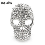 PENDRA Sparkling Rhinestone Skull Brooch