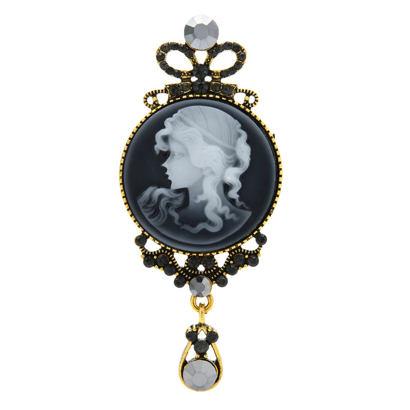 PENDRA Vintage Lady Head Badge Brooch