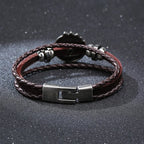 POKER BROWN LEATHER CUFF BRACELET MEN'S MULTILAYER WRAP WRISTBAND FRIENDSHIP VINTAGE BIKER PLAYING CARD POKER BANGLE MEN JEWELRY