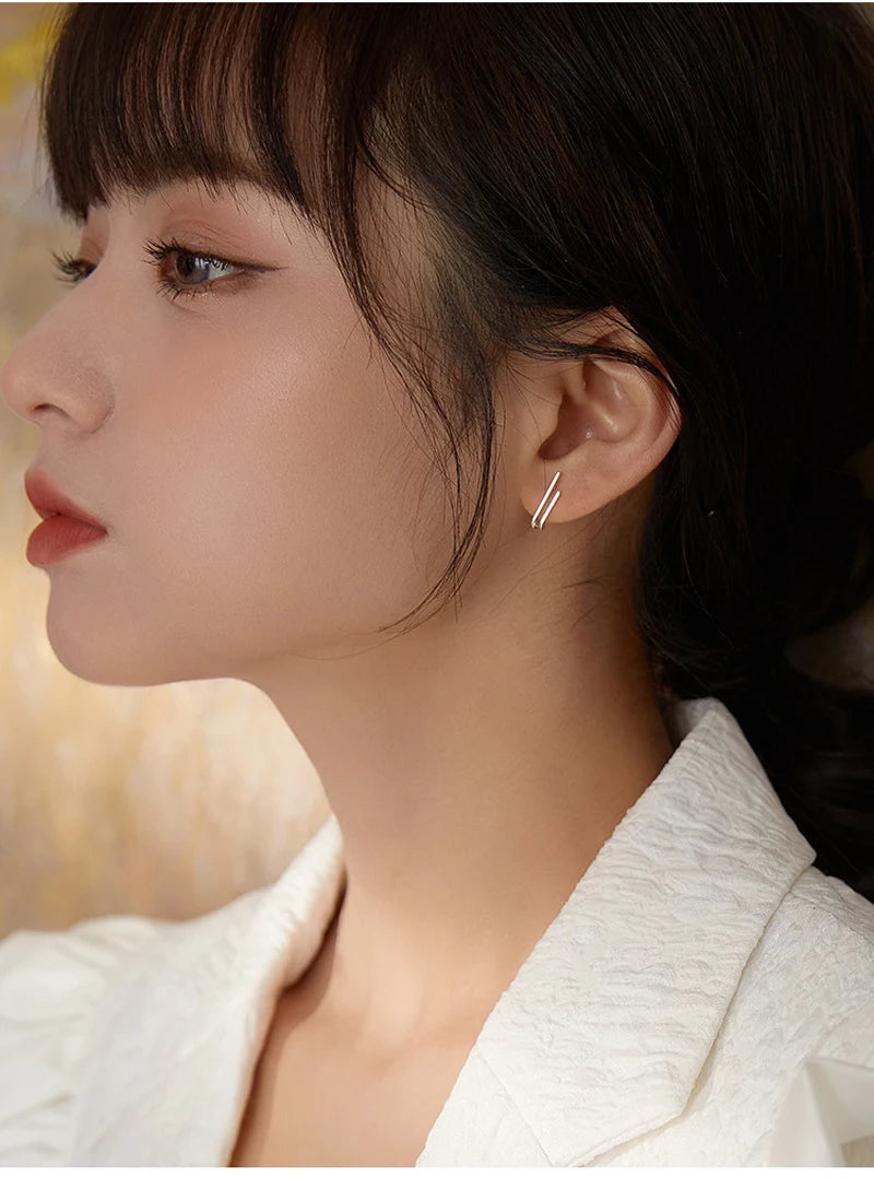PENDRA Silver Double Layer Earrings