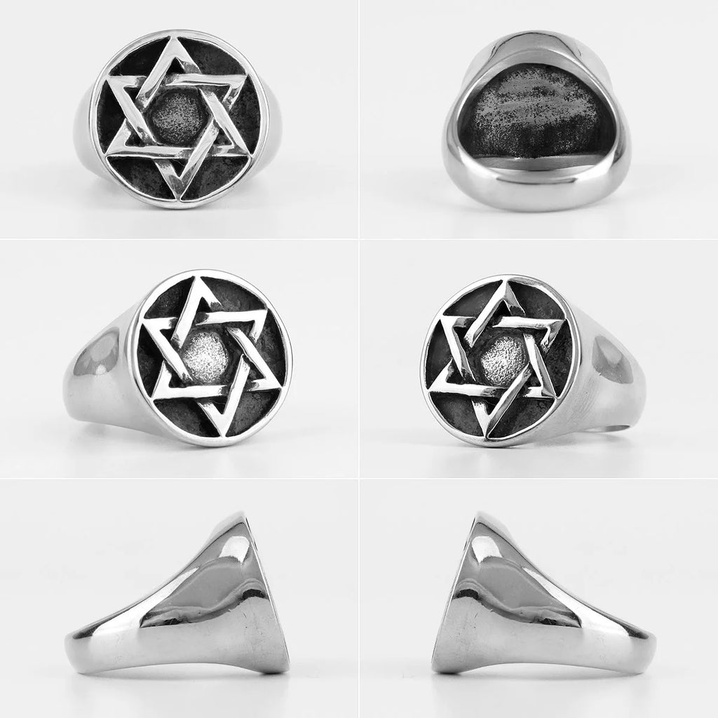 PENDRA Judaism Hexagram Star Steel Ring