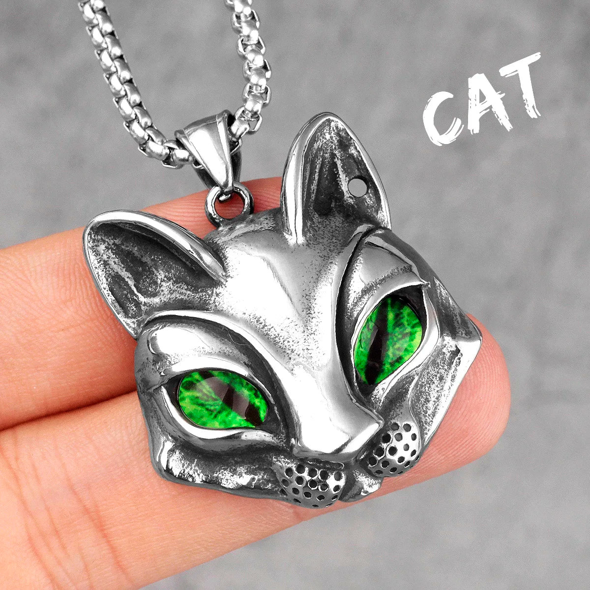 PENDRA Animal Cat Eyes Steel Necklace