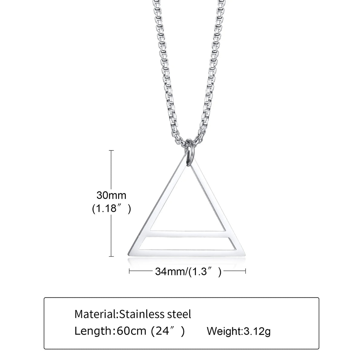 BLACK TRIANGLE NECKLACE FOR MEN STAINLESS STEEL CHAIN MENS GEOMETRIC PENDANT NECK JEWELRY